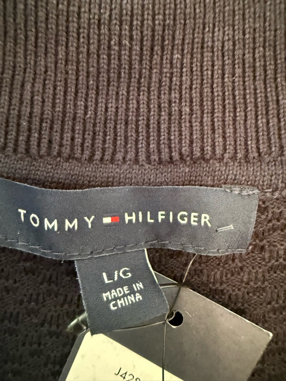 Tommy Hilfiger Navy Knit Top with Red & White Logo Detail - Picture 3 of 9